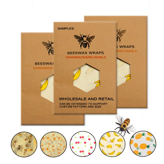 Eco Reusable Fresh Food Wraps, Organic Beeswax Cloth Cling Wrap